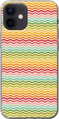 Produktbild von MuchoWow® Handyhülle Schutzhülle Hülle für Telefoonhoesje iPhone 12 Muster - Regenbogen - Retro Silikon Softcase Handy Hülle - Schutzhülle
