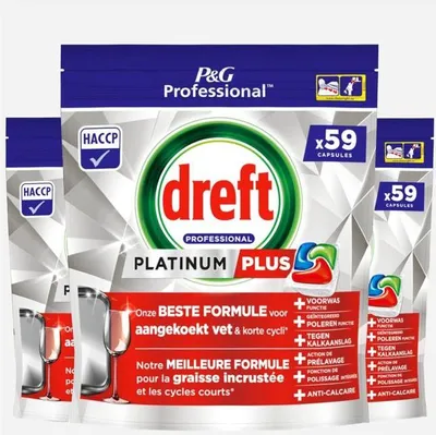 Produktbild von Dreft Platinum Plus Regular All-in-1 Geschirrspültabs - 177 Tabs (3x59)