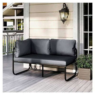 Produktbild von Garten Lounge Sofa 2-Sitzer, Outdoor Möbel Set, Gartensofa mit Kissen, Balkon- und Terrassenmöbel, Metallrahmen, Grau
