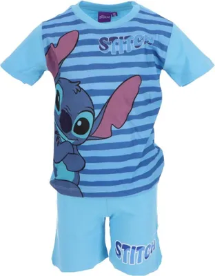 Zdjęcie produktu dla Lilo & Stitch Shortama - Piżama dziecięca i piżama letnia wykonana w 100% z bawełny Jasnoniebieski 8 lat
