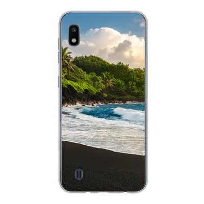 Produktbild von MuchoWow® Handyhülle Schutzhülle Hülle für Samsung Galaxy A10 Ein schwarzer Sandstrand auf Hawaii Silikon Softcase Handy Hülle - Schutzhülle