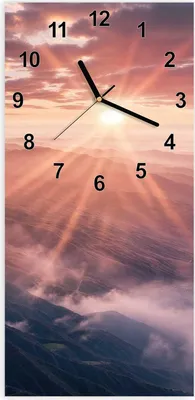 Produktbild von Wanduhr aus Glas mit Motiv Sonnenaufgang Berge- 30 x 60 cm - inkl. Aufhängesystem