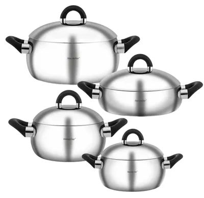 Produktbild von Hascevher Topfset 8-tlg 18/10 Edelstahl Induktion Glasdeckel