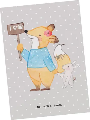 Produktbild von Mr. & Mrs. Panda Postkarte Tierschützerin Herz - Grau Pastell - Geschenk, einzelkarte, Postkarten, Grußkarte, Ansichtskarten, Ansichtskarte