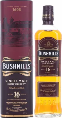 Produktbild von Bushmills 16 Years Old TRIPLE DISTILLED Single Malt Whiskey 40,00 %  0,70 Liter