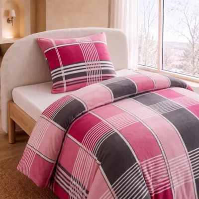 Produktbild von 4 tlg Warme Microfaser Fleece Winter Bettwäsche 135x200 + 80x80 viel Auswahl, Design - Motiv:Design 12