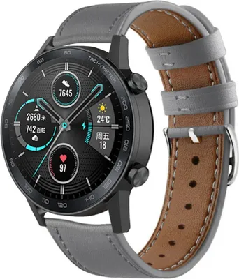 Produktbild von Strap-it Honor Magic Watch 2 Armband Leder (Grau)