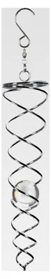 Produktbild von Metall Windspirale Twister Silber - 20 cm - Deko Windspiel mit Glaskugel - Sonnenfänger für Garten, Balkon und Fenster