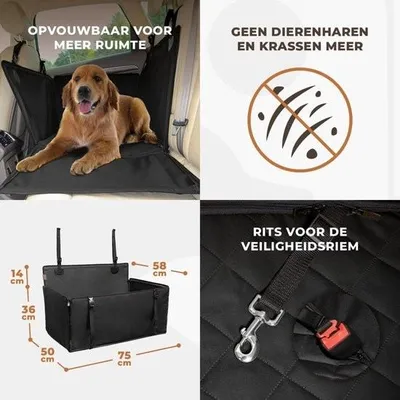 Immagine prodotto di Letto nero per cani - protezione del sedile posteriore - misura L - Robusto e confortevole