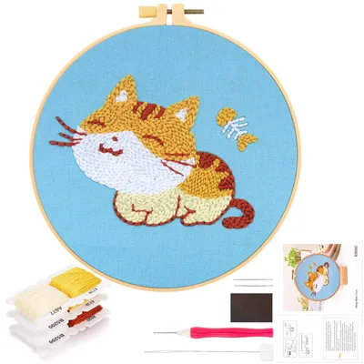 Punch Needle Stickerei Starter Kit – Katze, für Kinder & Anfänger