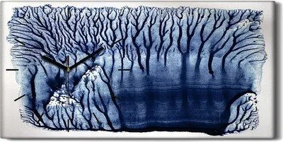 Produktbild von Dekor Leinwand Uhr Wandbilder Kunstdruck 60x30 Abstraktes Aquarell Malerei Bäume - schwarze Hände