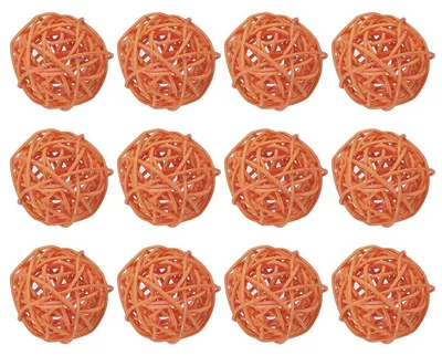 Immagine prodotto di Dekokugeln in rattan, 12 pezzi, arancioni, 5 cm, ideali per riempire vasi e come giocattoli per uccelli