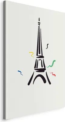 Produktbild von Vlies Leinwandbild - Black Graphic Drawing of the Eiffel Tower on a Cream Background 40x60 cm Abstrakt i-B-10059-b-a
