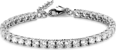 Produktbild von New Bling 9NB-0622-R Zilveren Armband - Dames - Tennisarmband - Zirkonia - 5 mm - Rhodium - 15,5 + 3 cm - Zilver