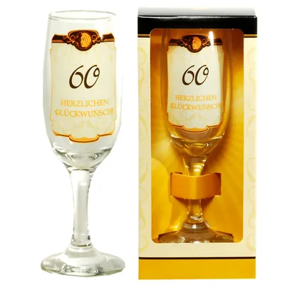 Produktbild von 1 Sektglas Elegant Im Geschenkkarrton 60. Geburtstag 60 Herzlichen Glückwunsch