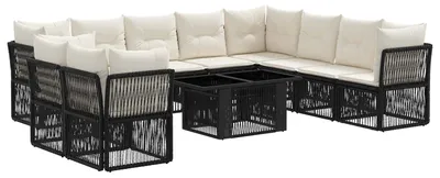 Produktbild von vidaXL Gartensofa-set 11 stk. Schwarz Poly-Rattan