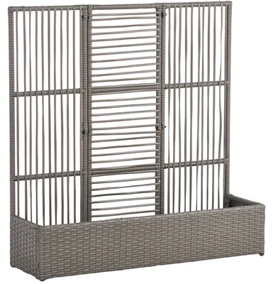 Produktbild von Blumenkasten mit Spalier, wetterfest, Polyrattan, 103 x 29 x 103 cm, Grau