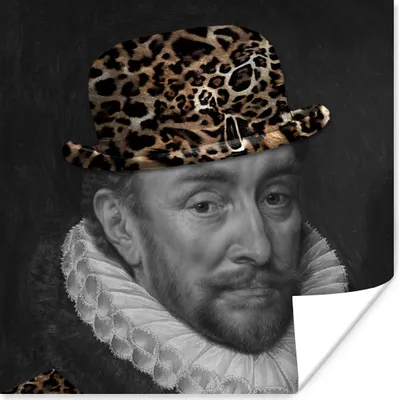 Produktbild von MuchoWow® Poster Kunst - Wilhelm von Oranien - Pantherdruck 100x100 cm - Babyzimmer