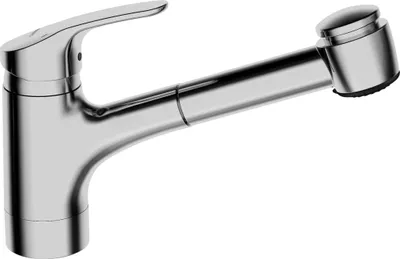 Produktbild von Hansa Spültisch-Einhand-Einlochbatterie HANSAMIX DN 15, Geschirrbrause herausziehbar, 2 -strahlig verchromt