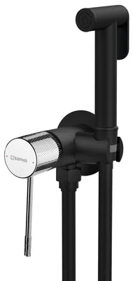 Image de Solaria Mitigeur encastré pour bidet avec stop douche, rond, noir mat/chromé