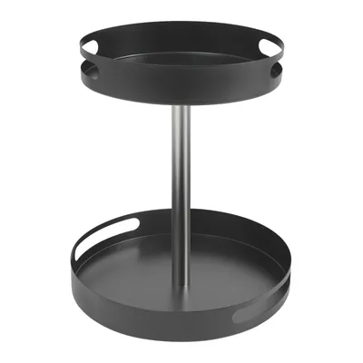 Zdjęcie produktu dla Półka kuchenna Stojak na przyprawy 360° czarny 2-poziomowy organizer kuchenny maks. 7,5 kg