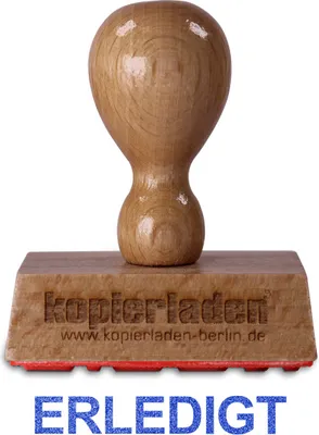 Produktbild von Holzstempel ERLEDIGT, 50 x 10 mm, hochwertiger Holzstempel aus Buchenholz mit Lagertext „ERLEDIGT“ – ideal für Büro und Privat