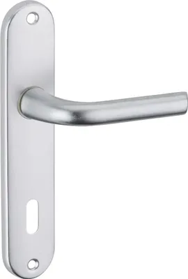 Image de Ensemble de poignées pour porte intérieure Leto trou de clé, carré 7mm, entr'axes 165mm, argent - THIRARD