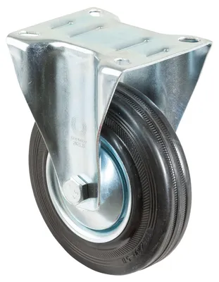 Produktbild von BS Rollen BS Transportrolle L410, Bockrolle, Rad-Ø 125 mm, Tragkr. 100 kg, Rollenlager, Lauffl. Gummi schwarz, Radk. Stahlfelge