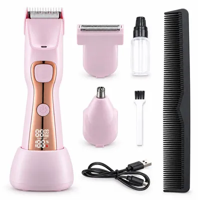 Produktbild von Damen Rasierer elektrisch, Bikini Trimmer 3 in 1 mit Keramikklinge, LED-Licht, wasserdicht, wiederaufladbar, für Körper, Beine und Achseln