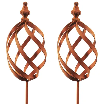 Produktbild von Kobolo Dekostecker RUSTY MARBLE in Rostoptik im 2er Set - Gartenstecker Gartendeko Beetstecker Deko Stecker für Garten Balkon Terrassse Rostdeko Außen