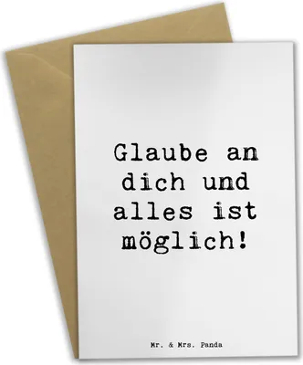 Produktbild von Mr. & Mrs. Panda babykarte Spruch Vertrauen in eigene Fähigkeiten haben - Weiß - Geschenk, Vertrauem, Zuversicht, Ermutigung, alles ist möglich, weihnachtskarten, Trost
