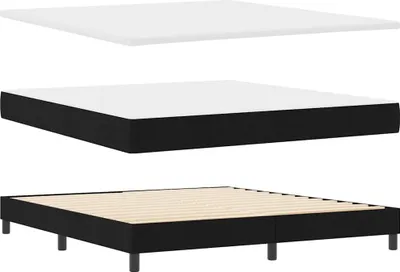 Zdjęcie produktu dla Łóżko Tapicerowane 180x200 Czarne z Zagłówkiem Dwuosobowe do Sypialni
