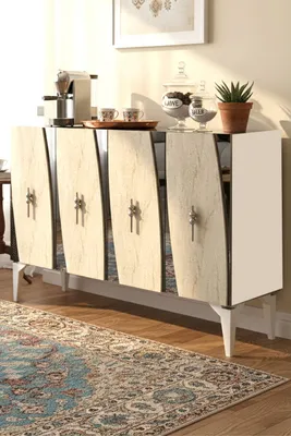 Obrázok produktu pre Skye Decor, kvalitná konzolová stolík, 120 cm, biela a travertín, 100% melamín, 3-dielna sada