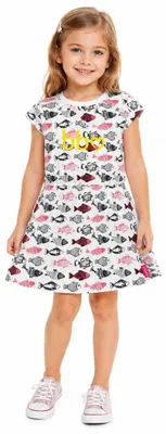Productafbeelding van Meisjesjurk Beebielove, wit, katoen, met visjes, maat 104