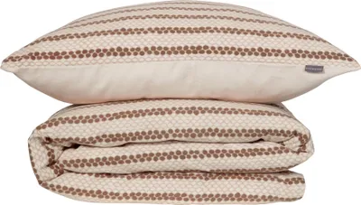 Produktbild von Schiesser Bettwäscheset Gwen | 2-teilig | Gestreift | Feinbiber | 100% Baumwolle | Reißverschluss | 135x200cm + 80x80cm | Creme