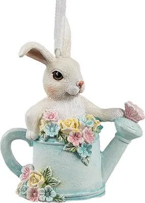 Obrázek produktu pro Clayre & Eef Velikonoční visačka králík 8x4x10 cm bílá modrá plastová