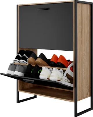 Image de CASABEL Meuble à Chaussure 12 Paires - Meuble Chaussure Entrée avec Structure Métal Renforcé, Installation Rapide, 23,5x63x83cm