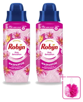 Immagine prodotto di 2 flaconi di profumo per bucato Robijn, fragranza Intense Pink Sensation, capacità 342 ml, confezione risparmio, 2 pezzi