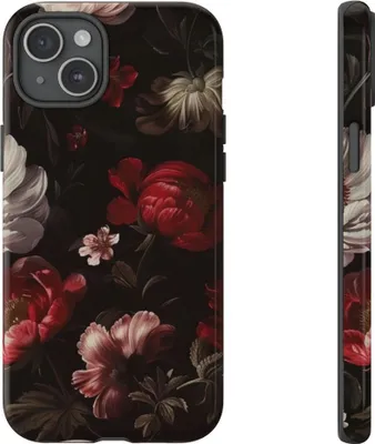 Produktbild von Dunkles Blumenmuster im Vintage-Stil – Hülle Kompatibel mit iPhone 15 Plus