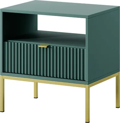 Immagine prodotto di Comodino con 2 cassetti, colore verde, struttura oro, dimensioni: 54 x 56 x 39 cm - Elegante e funzionale