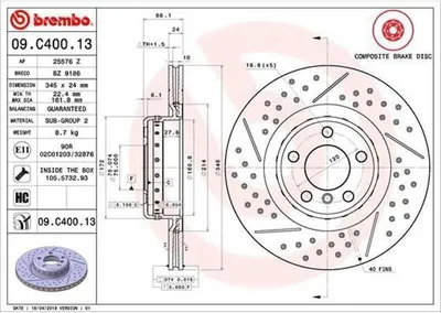 Immagine prodotto di Disco freno BREMBO Articolo: 09.C400.13
