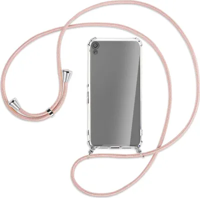 Produktbild von Handykette Backcover-Schutzhülle mit Band (Metall silberfarben) für Sony Xperia XA - roségold