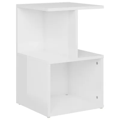Image de vidaXL Table de nuit blanc brillant 35x35x55 cm bois composite