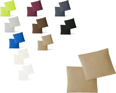 Produktbild von Jersey Kissenbezug Hülle 2 Sparpack Set mit Reißverschluss  hochwertige Qualität 40 x 40 cm sand