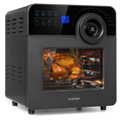 Produktbild von Klarstein AeroVital Cube Chef Heißluftfritteuse - 1700 W Heissluftfriteuse, Airfryer mit Touchscreen, 16 Programme, 50 - 220 °C, 14 L, ca. 10h Zeitvorwahl, Edelstahl, Schwarz