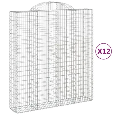 Produktbild von Gabionen mit Hochbogen 12Stk. 200x50x220/240cm Verzinktes Eisen