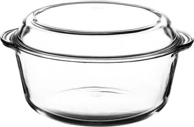 Produktbild von DigiRigi® Glaskasserolle mit Deckel 24 cm, rund transparent – hitzebeständig Auflaufform/Bräter, 4,0 l (Schüssel 3,1 l + Deckel 0,9 l), mikrowellen- & spülmaschinengeeignet, 27×24×13,5 cm, 74822