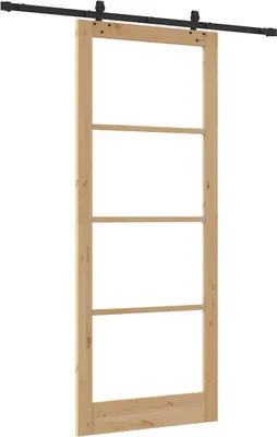 Obrázok produktu pre VidaXL Posuvné dvere ORKDAL, 93 x 232 cm, masívne drevo (smrek) a sklo