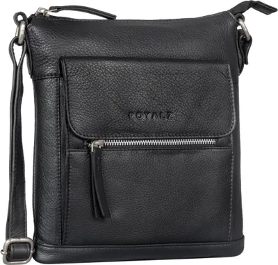 Produktbild von ROYALZ "Florence" Moderne flache Lederhandtasche Damen Echtleder klein Umhängetasche flach elegante Vintage Handtasche Schultertasche