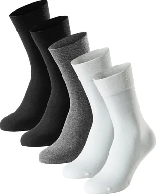 Produktbild von SCHIESSER Herren Socken, 5er Pack - "Bluebird", Baumwoll-Mix, uni/gemustert Schwarz/Grau/Weiß 43-46